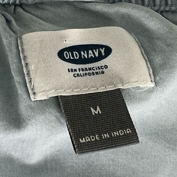 Old Navy Blue Chambray Denim Off Shoulder Eyelet Lace Hem Casual Dress Sz M - Picture 12 of 12